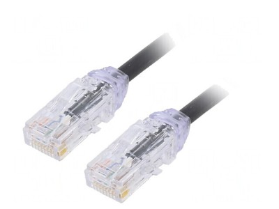 Patch cord UTP negru 1m 28AWG Cat6a foto