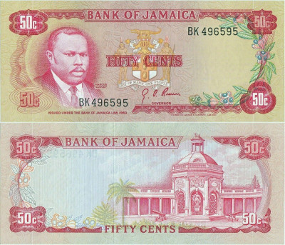 1970 , 50 cents ( P-53a.2 ) - Jamaica - stare UNC foto