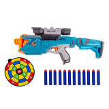 Arma Shooter Albastra Portocalie &amp;amp; 12 Sageti Foam cu Tinta, Plastic