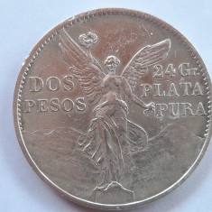 Moneda 2 (DOS) pesos 1921 argint Mexic KM#462