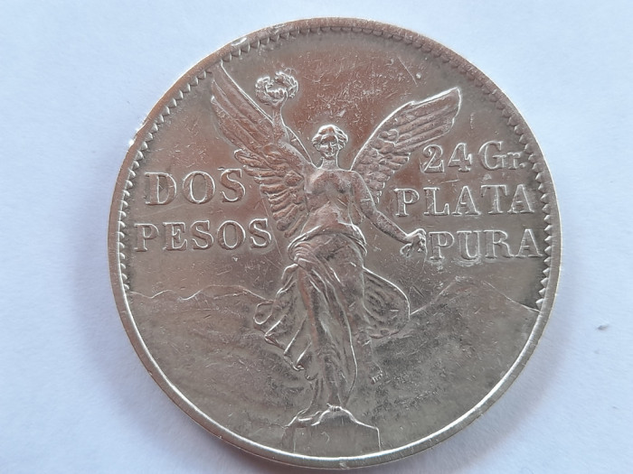 Moneda 2 (DOS) pesos 1921 argint Mexic KM#462