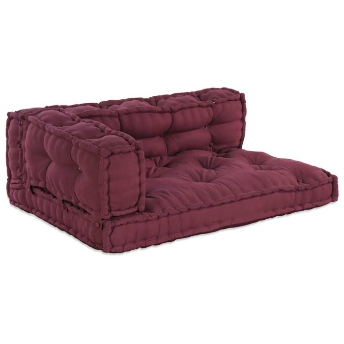 vidaXL Perna pentru canapea pe palet 3 pcs Bordo țesătură