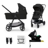 Carucior 4 &icirc;n 1 KinderKraft Newly, 0 - 22kg, scoica auto Mink Prf cu baza Isofix inclusa, Negru