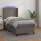 vidaXL Pat cu arcuri, saltea și LED, gri, 90x190 cm, piele ecologică 3139299