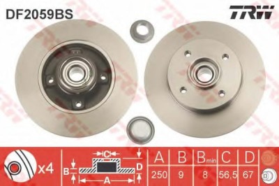 Disc frana PEUGEOT 307 (3A/C) (2000 - 2016) TRW DF2059BS foto