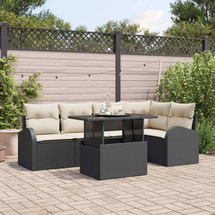 vidaXL Set de canapele pentru grădină 6 pcs Negru 100 x 55 x 73 cm 3357380