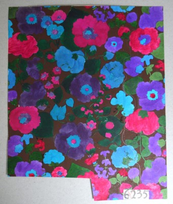 &amp;quot;Thouviot de Coninck &amp;amp; co&amp;quot; design model floral pentru imprimeuri textile acuarela cca 1970 foto