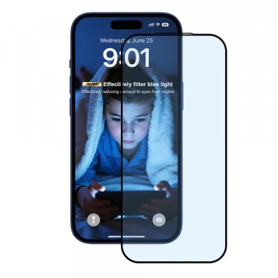 Folie de protectie Ecran Anti Blue Light Anank 5X Reinforced pentru Apple iPhone 17 Air, Sticla Securizata, Full Glue, 2.5D, Neagra foto