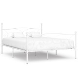 Cadru Pat Metalic vidaXL Alb 180 x 200 cm, Bază Șipci Inclusă