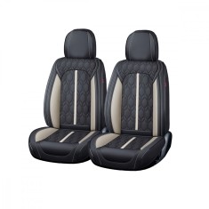 Huse auto premium 5 locuri Carguard Deluxe piele ecologica perforata - negru - alb Best CarHome