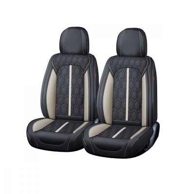 Huse auto premium 5 locuri Carguard Deluxe piele ecologica perforata - negru - alb Best CarHome foto