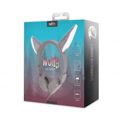 CASTI ON-EAR SETTY WOLFY (URECHI DE LUP) JACK 3.5MM GRI foto