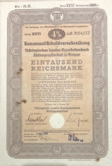 1000 Reichsmark titlu de stat Germania 1941 foto