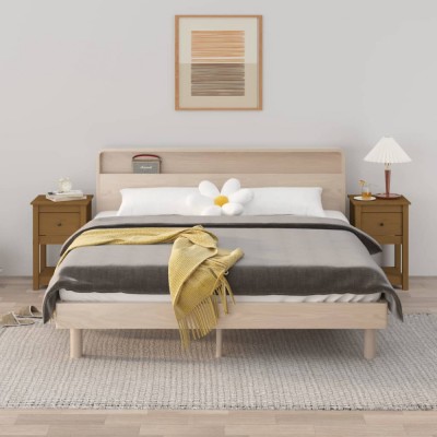 vidaXL Noptiere, 2 buc, maro miere, 40x35x61,5 cm, lemn masiv de pin 821736 foto