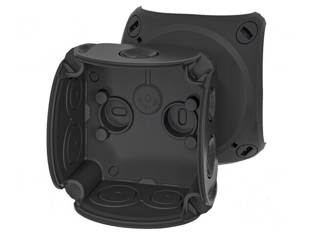 Carcasă cutie conexiuni IP66 neagră 84mm x 84mm x 55mm