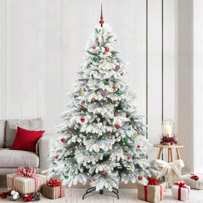 vidaXL Brad de Crăciun artificial cu 300 LED Verde 240 cm PE și PVC 3397648 foto