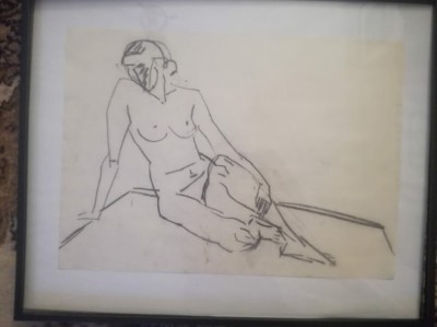 Nud IV, cărbune, lucrare veche, autor neidentificat, 42 x 30 cm fără ramă foto
