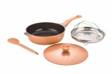 Set tigaie multifunctionala din aluminiu turnat sub presiune 4 piese ZASS Gourmet ZG-ACS 07, Roz - NOU