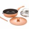 Set tigaie multifunctionala din aluminiu turnat sub presiune 4 piese ZASS Gourmet ZG-ACS 07, Roz - NOU