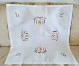 Fata de masa Vintage din bumbac cu broderie manuala in cruciulite - Craciun