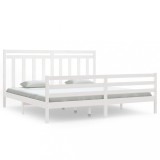 Cumpara ieftin Cadru de pat, alb, 200x200 cm, lemn masiv