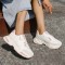 Sneakers dama casual sport, confort ergonomic, bej cu roz - 41