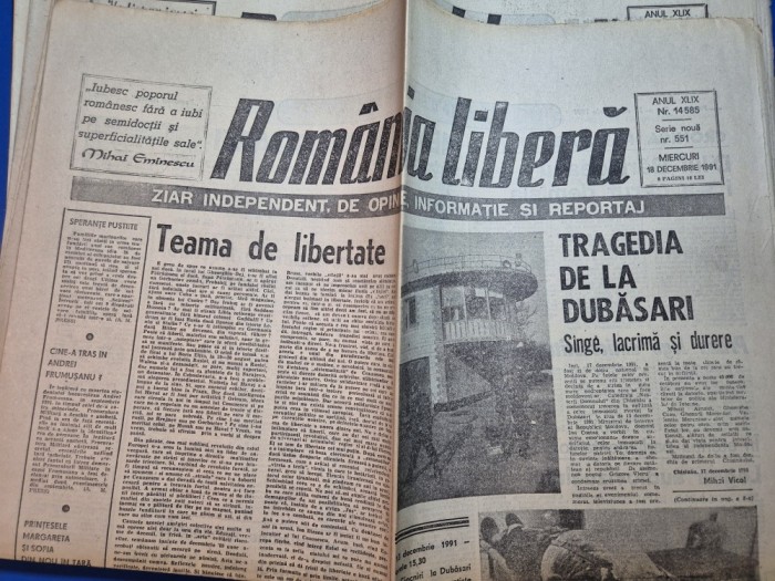 ziarul romania libera 18 decembrie 1991