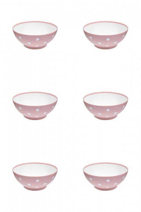 Set boluri, 6 piese, 350 ml, Plastic, Roz