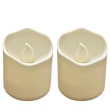 Cumpara ieftin Set 2 lumanari LED ivoire 3.9 x 3.6 cm, lumina galbena efect flacara, 4 baterii LR1130 AG10 incluse, decor pentru masa, casa, aniversari si evenimente