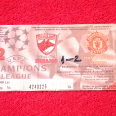 Bilet meci (plastifiat) fotbal DINAMO Bucuresti - MANCHESTER UNITED (11.08.2004)