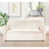 Husa universala pentru canapea standard cu 3 locuri, imitatie catifea, culoare BEJ, AVEX