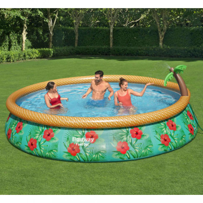 Bestway Set de piscină gonflabilă Fast Set Paradise Palms, 457x84 cm foto