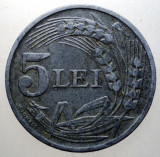 7.348 ROMANIA WWII 5 LEI 1942, Zinc