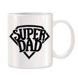 Cana alba ceramica personalizata Super Dad, INOVATIX&reg;. 330ml