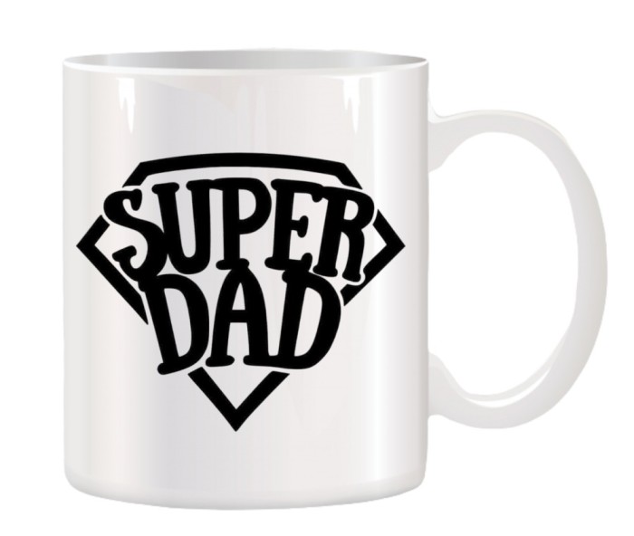 Cana alba ceramica personalizata Super Dad, INOVATIX&reg;. 330ml