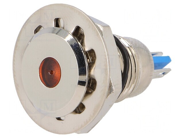 Lampă LED de control portocalie 24VDC IP67 &Oslash;12mm alamă