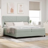 Cumpara ieftin Pat cu arcuri cu saltea Gri deschis 200 x 200 cm Catifea