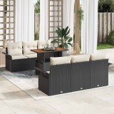 vidaXL Set de canapele pentru grădină 7 pcs Negru Rattan poli