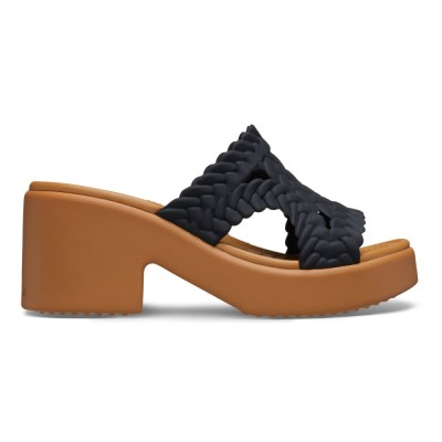 Papuci Crocs Brooklyn Woven Slide Heel Negru - Black foto