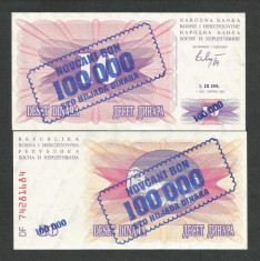 BOSNIA HERTEGOVINA 100000 100.000 DINARI 1.09. 1993 UNC [1] P-34a foto