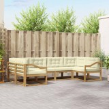 vidaXL Set de canapele de exterior cu pernă 6 pcs Alb și crem 3386949