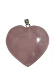 B341. Pandantivul Talisman Inimioara cu Cuartz Roz, Roz, 4 cm, RavariuArt