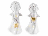 Cumpara ieftin Set 2 figurine Ingeri portelan alb auriu cu led cm 11,5 x 10 x 24 H
