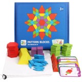 Tangram puzzle Leziter creativ din lemn, 155 piese, joc educativ, 4 nivele dificultate, peste 18 luni