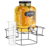 Dozator bauturi Navaris cu suport metalic negru si suport pahare, 5L, NAV000017KN002C