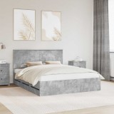 vidaXL Cadru de pat Gri din beton 160 x 200 cm Lemn Ingineresc 3411099
