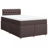 Cumpara ieftin Pat box spring cu saltea, maro inchis, 120x190 cm, textil