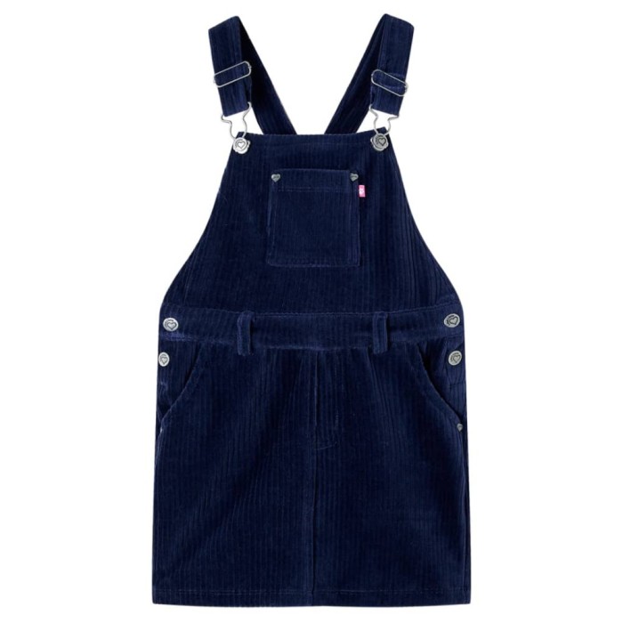 Rochie salopetă pentru copii, velur, bleumarin, 104 13905