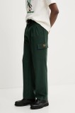Dr&ocirc;le de Monsieur pantaloni din l&acirc;nă Le Pantalon Cargo Laine culoarea verde, drept, G-BP148-PL127-FGN