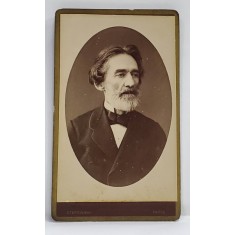 FOTOGRAF A. STEPOWSKI , PARIS , BARBAT CU BARBA ALBA , FOTOGRAFIE TIP C.D.V. , SFARSITUL SEC. XIX